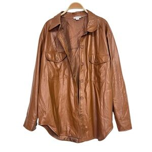 Good American Better Than‎ Leather Shacket Jacket